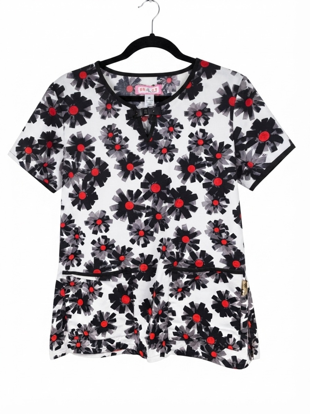 Koi by Kathy Peterson Women's Medium Floral Print Scrub Top style 280PR